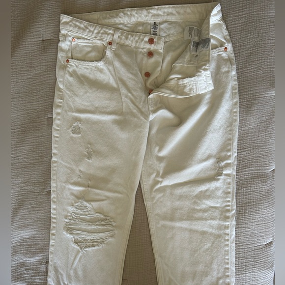 H&M women’s 14 cream denim 90s boyfriend high waist - Picture 4 of 8